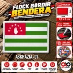 ABKHAZIA - Bendera Flock Bordir Setrika Iron On List Putih