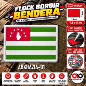 ABKHAZIA - Bendera Flock Bordir Setrika Iron On List Putih